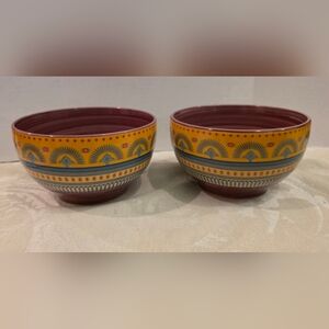 Elama Stoneware Puesta De Sol (Sunset) Set of 2 Soup/ Cereal Bowls